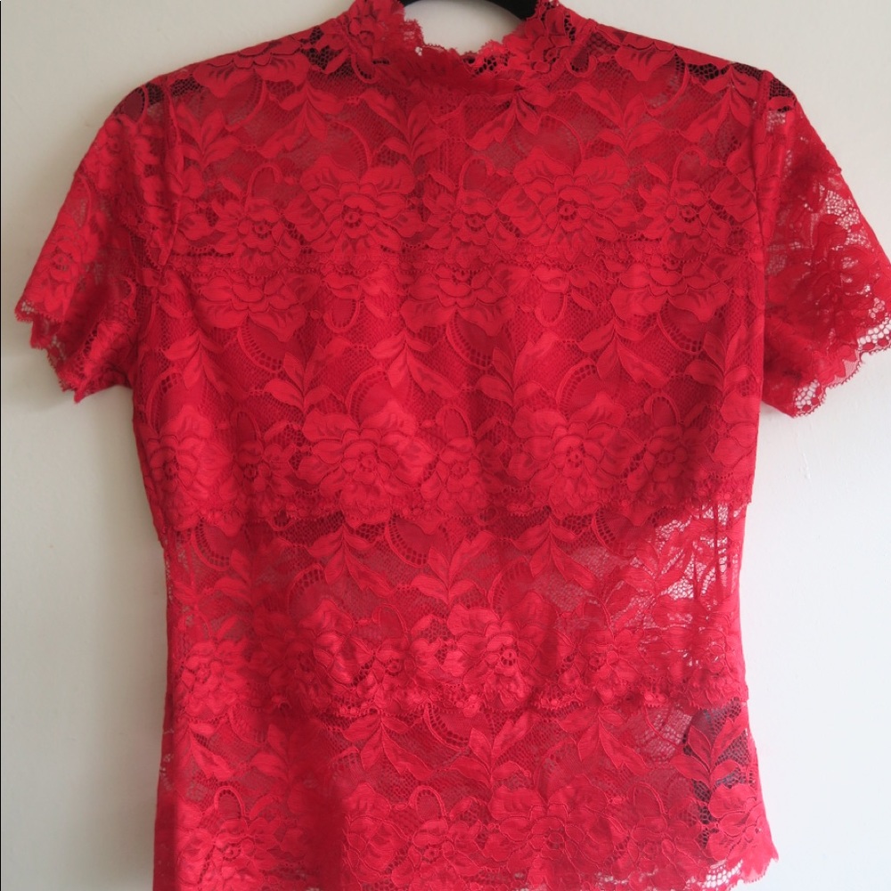 Guess Shayna Mock-Turtleneck Lace Top